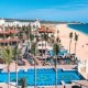 Riu Palace Cabo San Lucas hotel grounds and Medano Beach playa